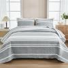 imageAndency California King Quilt Set Grey White 112x104 Inch 3 Pieces 1 Cal King Patchwork Striped Printed Quilt and 2 Pillowcases Soft Lightweight Reversible Microfiber Bedspread Coverlet Bedding