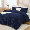 imageAndency Fluffy Queen Comforter Set Super Soft White Comforters Queen Size Winter Warm Fleece Faux Fur Bedding Set Luxury Plush Fuzzy Bed Set 3 Pieces 1 Shaggy Comforter 2 PillowcasesNavy Blue