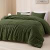 imageAndency Fluffy Queen Comforter Set Super Soft White Comforters Queen Size Winter Warm Fleece Faux Fur Bedding Set Luxury Plush Fuzzy Bed Set 3 Pieces 1 Shaggy Comforter 2 PillowcasesOlive Green