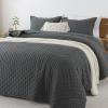 imageAndency Green King Size Quilt Bedding Set 106x96 Inch 3 Pieces Soft Lightweight Bedspread Coverlet Boho Summer Quilt King Size for All Season1 Quilt 2 Pillow ShamsDrak Grey