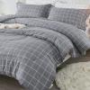 imageAndency Navy Grid Comforter Set Full Size 79x90 Inch 3 Pieces1 Grid Comforter and 2 Pillowcases Summer Lightweight Microfiber Down Alternative Navy Comforter with White LinesGrey