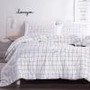 imageAndency Navy Grid Comforter Set Full Size 79x90 Inch 3 Pieces1 Grid Comforter and 2 Pillowcases Summer Lightweight Microfiber Down Alternative Navy Comforter with White LinesWhite