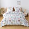 imageAndency Pink Floral Comforter Set Queen Size 90x90 Inch 3 Pieces Reversible Plant Flower Printed Bed in a Bag Lightweight Soft Microfiber Comforter Bedding Set with Corner Loops