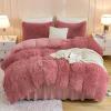 imageAndency Queen Comforter Set Black Fluffy Winter Faux Fur Warm Soft Plush Bedding Comforter Set 1 Velvet Comforter ampamp 2 Pillowcases Fuzzy Thick Heavy Puffy Comforters Bed Set10  Old Pink