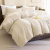 imageAndency Queen Size Comforter Set Beige 3 Pieces Boho Vintage Solid Bedding Comforter Sets for King Bed All Season Pom Pom Soft Fluffy Bed Set