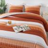 imageAndency Twin Comforter Set Black 2 Pieces Black White and Gray Patchwork Striped Comforter66x90 Inch Soft Microfiber Down Alternative Twin Comforter Bedding Sets with Corner LoopsTerracotta