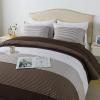 imageAndency Twin Comforter Set Black 2 Pieces Black White and Gray Patchwork Striped Comforter66x90 Inch Soft Microfiber Down Alternative Twin Comforter Bedding Sets with Corner LoopsDark Brown
