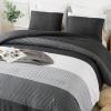 imageAndency Twin Comforter Set Black 2 Pieces Black White and Gray Patchwork Striped Comforter66x90 Inch Soft Microfiber Down Alternative Twin Comforter Bedding Sets with Corner LoopsBlack Gray