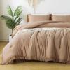 imageAndency Twin Comforter Set Burnt Orange 2 Pieces Terracotta Boho Tassel Kids Comforter Sets for Boys Girls Teens All Season Rust Soft Bed Set 66x90In Comforter ampamp 1 Pillowcase15  Taupe
