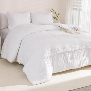 imageAndency Comforter Full Size Set White 3 Pieces Boho Soft Warm Bed Comforter Set Full Aesthetic All Season Bedding Comforter ampamp Sets Quilt Bed Set for Women Men 79x90In Comforter