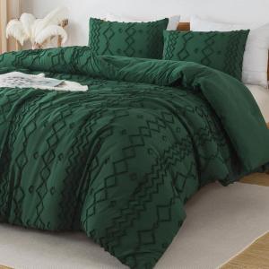imageAndency Khaki Tufted Comforter Set Twin 2 Pieces1 Boho Comforter 1 Pillowcase Textured Farmhouse Bedding Set with Soft Microfiber Down Alternative Geometric Pattern02  Emerald