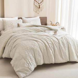 imageAndency Khaki Tufted Comforter Set Twin 2 Pieces1 Boho Comforter 1 Pillowcase Textured Farmhouse Bedding Set with Soft Microfiber Down Alternative Geometric Pattern04  Beige