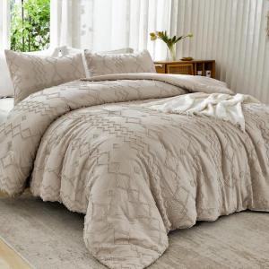 imageAndency Khaki Tufted Comforter Set Twin 2 Pieces1 Boho Comforter 1 Pillowcase Textured Farmhouse Bedding Set with Soft Microfiber Down Alternative Geometric Pattern01  Khaki