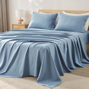 imageAndency King Size Sheets Set 4 Pieces Dark Olive Green Super Soft Sheets for King Size Bed Microfiber King Sheet Deep Pocket Up to 16quot Hotel Luxury Breathable ampamp Cooling Bed Sheet SetGrayish Blue