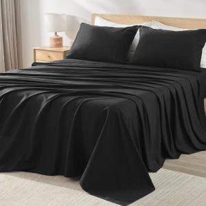 imageAndency King Size Sheets Set 4 Pieces Dark Olive Green Super Soft Sheets for King Size Bed Microfiber King Sheet Deep Pocket Up to 16quot Hotel Luxury Breathable ampamp Cooling Bed Sheet SetBlack