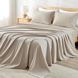 imageAndency King Size Sheets Set 4 Pieces Dark Olive Green Super Soft Sheets for King Size Bed Microfiber King Sheet Deep Pocket Up to 16quot Hotel Luxury Breathable ampamp Cooling Bed Sheet SetOatmeal