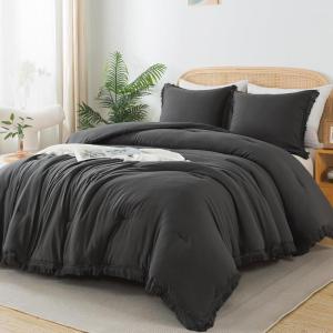 imageAndency Twin Comforter Set Burnt Orange 2 Pieces Terracotta Boho Tassel Kids Comforter Sets for Boys Girls Teens All Season Rust Soft Bed Set 66x90In Comforter ampamp 1 Pillowcase06  Dark Grey