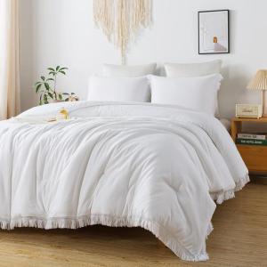 imageAndency Twin Comforter Set Burnt Orange 2 Pieces Terracotta Boho Tassel Kids Comforter Sets for Boys Girls Teens All Season Rust Soft Bed Set 66x90In Comforter ampamp 1 Pillowcase11  White
