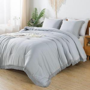 imageAndency Twin Comforter Set Burnt Orange 2 Pieces Terracotta Boho Tassel Kids Comforter Sets for Boys Girls Teens All Season Rust Soft Bed Set 66x90In Comforter ampamp 1 Pillowcase14  Light Grey