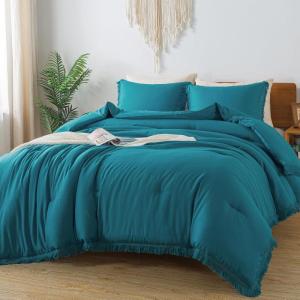 imageAndency Twin Comforter Set Burnt Orange 2 Pieces Terracotta Boho Tassel Kids Comforter Sets for Boys Girls Teens All Season Rust Soft Bed Set 66x90In Comforter ampamp 1 Pillowcase07  Turquoise