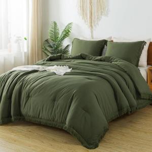 imageAndency Twin Comforter Set Burnt Orange 2 Pieces Terracotta Boho Tassel Kids Comforter Sets for Boys Girls Teens All Season Rust Soft Bed Set 66x90In Comforter ampamp 1 Pillowcase09  Olive Green