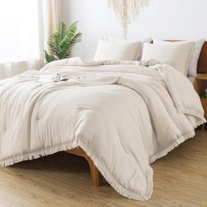 imageAndency Twin Comforter Set Burnt Orange 2 Pieces Terracotta Boho Tassel Kids Comforter Sets for Boys Girls Teens All Season Rust Soft Bed Set 66x90In Comforter ampamp 1 Pillowcase02  Beige