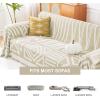 imageAndency Couch Cover Sofa Cover Black Boho Washable Sectional Couch Covers for Dogs Sofa Protector Chenile Anti Slip Love Seat Slipover for 2 Cushion Couch 71x118 BlackKhaki