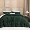 imageAndency Fluffy Sherpa King Comforter Set Super Soft Beige Fleece Warm Bedding for Winter Luxury Jacquard Boho Thick Fuzzy Plush Bed Set 3 Pieces1 Shaggy Comforter 2 PillowcasesDark Green