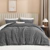 imageAndency Fluffy Sherpa King Comforter Set Super Soft Beige Fleece Warm Bedding for Winter Luxury Jacquard Boho Thick Fuzzy Plush Bed Set 3 Pieces1 Shaggy Comforter 2 PillowcasesGrey