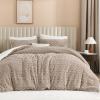 imageAndency Fluffy Sherpa King Comforter Set Super Soft Beige Fleece Warm Bedding for Winter Luxury Jacquard Boho Thick Fuzzy Plush Bed Set 3 Pieces1 Shaggy Comforter 2 PillowcasesKhaki