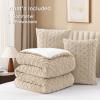 imageAndency Fluffy Sherpa King Comforter Set Super Soft Beige Fleece Warm Bedding for Winter Luxury Jacquard Boho Thick Fuzzy Plush Bed Set 3 Pieces1 Shaggy Comforter 2 PillowcasesBeige
