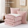 imageAndency Fluffy Sherpa King Comforter Set Super Soft Beige Fleece Warm Bedding for Winter Luxury Jacquard Boho Thick Fuzzy Plush Bed Set 3 Pieces1 Shaggy Comforter 2 PillowcasesBlush