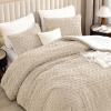 imageAndency Fluffy Sherpa King Comforter Set Super Soft Beige Fleece Warm Bedding for Winter Luxury Jacquard Boho Thick Fuzzy Plush Bed Set 3 Pieces1 Shaggy Comforter 2 PillowcasesBeige