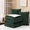 imageAndency Fluffy Sherpa King Comforter Set Super Soft Beige Fleece Warm Bedding for Winter Luxury Jacquard Boho Thick Fuzzy Plush Bed Set 3 Pieces1 Shaggy Comforter 2 PillowcasesDark Green