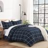 imageAndency Grey Queen Comforter Set 3 Pieces Grey White Buffalo Check Plaid Bedding Comforter ampamp Sets Light Gray Soft Lightweight Fluffy All Season Bed Set08  Grid  Navy