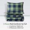 imageAndency Grey Queen Comforter Set 3 Pieces Grey White Buffalo Check Plaid Bedding Comforter ampamp Sets Light Gray Soft Lightweight Fluffy All Season Bed Set15  Buffalo Plaid  Green Navy