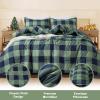 imageAndency Grey Queen Comforter Set 3 Pieces Grey White Buffalo Check Plaid Bedding Comforter ampamp Sets Light Gray Soft Lightweight Fluffy All Season Bed Set15  Buffalo Plaid  Green Navy