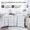imageAndency Grey Queen Comforter Set 3 Pieces Grey White Buffalo Check Plaid Bedding Comforter ampamp Sets Light Gray Soft Lightweight Fluffy All Season Bed Set06  Grid  White