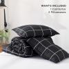 imageAndency Grey Queen Comforter Set 3 Pieces Grey White Buffalo Check Plaid Bedding Comforter ampamp Sets Light Gray Soft Lightweight Fluffy All Season Bed Set07  Grid  Black