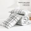 imageAndency Grey Queen Comforter Set 3 Pieces Grey White Buffalo Check Plaid Bedding Comforter ampamp Sets Light Gray Soft Lightweight Fluffy All Season Bed Set09  Plaid  Green White