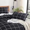 imageAndency Grey Queen Comforter Set 3 Pieces Grey White Buffalo Check Plaid Bedding Comforter ampamp Sets Light Gray Soft Lightweight Fluffy All Season Bed Set07  Grid  Black