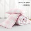 imageAndency Grey Queen Comforter Set 3 Pieces Grey White Buffalo Check Plaid Bedding Comforter ampamp Sets Light Gray Soft Lightweight Fluffy All Season Bed Set04  Checkered  Pink White
