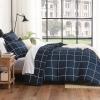 imageAndency Grey Queen Comforter Set 3 Pieces Grey White Buffalo Check Plaid Bedding Comforter ampamp Sets Light Gray Soft Lightweight Fluffy All Season Bed Set08  Grid  Navy