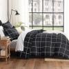 imageAndency Grey Queen Comforter Set 3 Pieces Grey White Buffalo Check Plaid Bedding Comforter ampamp Sets Light Gray Soft Lightweight Fluffy All Season Bed Set07  Grid  Black