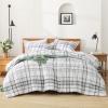 imageAndency Grey Queen Comforter Set 3 Pieces Grey White Buffalo Check Plaid Bedding Comforter ampamp Sets Light Gray Soft Lightweight Fluffy All Season Bed Set09  Plaid  Green White
