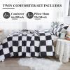 imageAndency Grey Queen Comforter Set 3 Pieces Grey White Buffalo Check Plaid Bedding Comforter ampamp Sets Light Gray Soft Lightweight Fluffy All Season Bed Set01  Checkered  Black White
