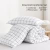 imageAndency Grey Queen Comforter Set 3 Pieces Grey White Buffalo Check Plaid Bedding Comforter ampamp Sets Light Gray Soft Lightweight Fluffy All Season Bed Set05  Grid  White