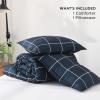 imageAndency Grey Queen Comforter Set 3 Pieces Grey White Buffalo Check Plaid Bedding Comforter ampamp Sets Light Gray Soft Lightweight Fluffy All Season Bed Set08  Grid  Navy