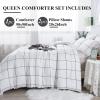 imageAndency Grey Queen Comforter Set 3 Pieces Grey White Buffalo Check Plaid Bedding Comforter ampamp Sets Light Gray Soft Lightweight Fluffy All Season Bed Set06  Grid  White