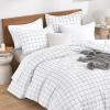 imageAndency Grey Queen Comforter Set 3 Pieces Grey White Buffalo Check Plaid Bedding Comforter ampamp Sets Light Gray Soft Lightweight Fluffy All Season Bed Set05  Grid  White